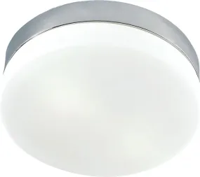 1 Light Flush Mount In Satin Nickel and White Glass