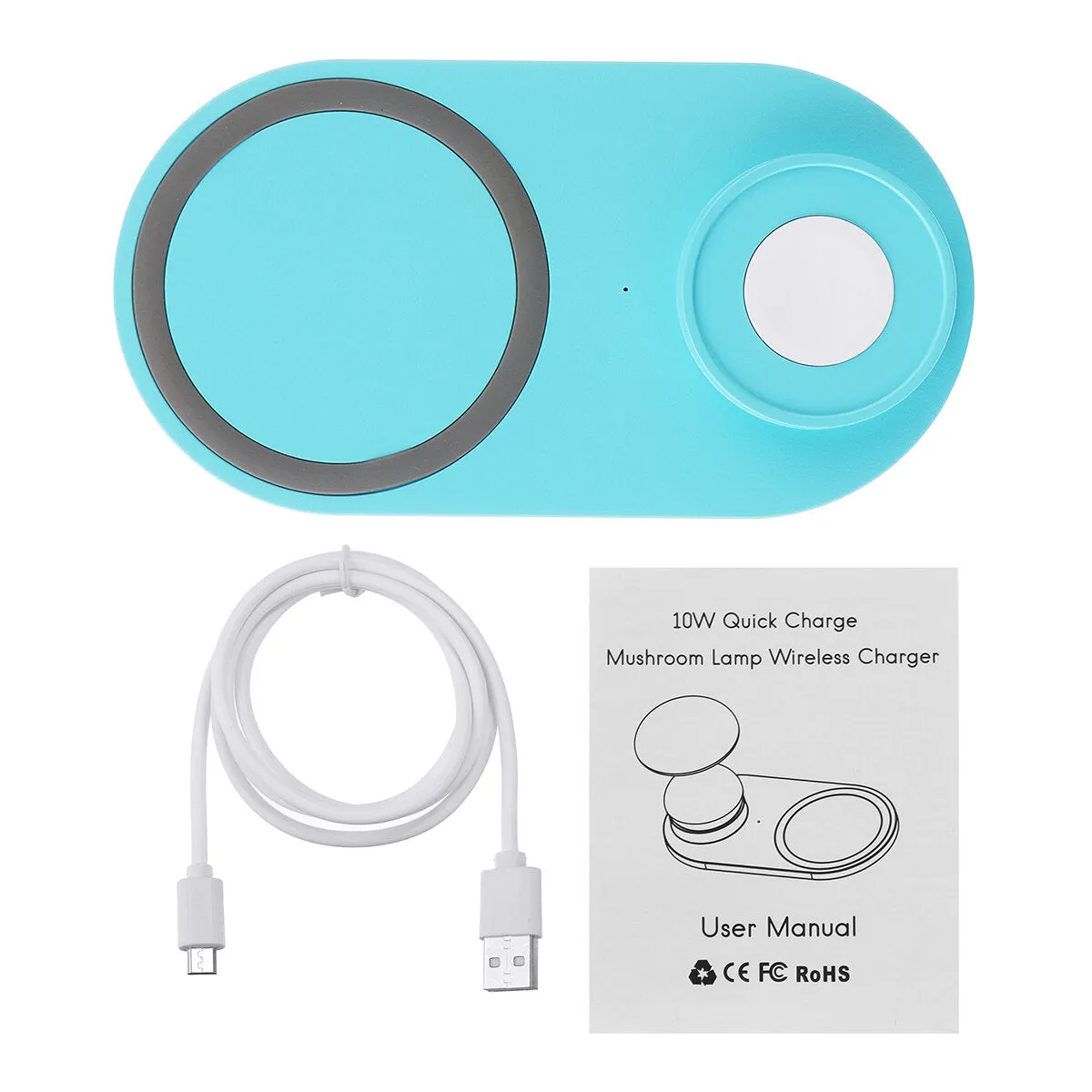 2 In 1 10W Wireless Charger Phone Charger Watch Charger Fast Charging for Qi-enabled Smart Phone for iPhone for Samsung Apple Watch Series