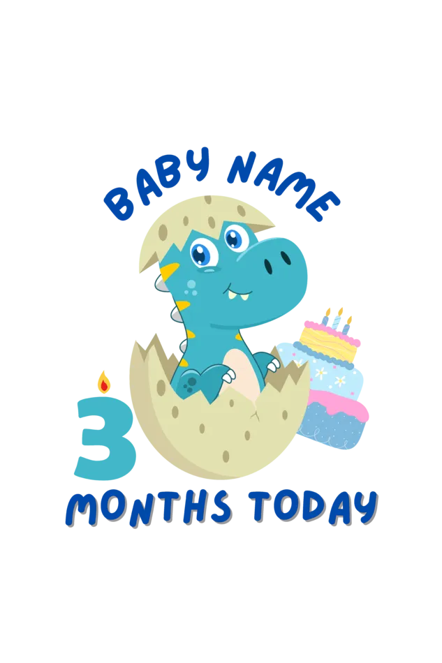 3 Month Celebration : Dino Rompers Printed With Your Baby Name For Their Monthly Milestone