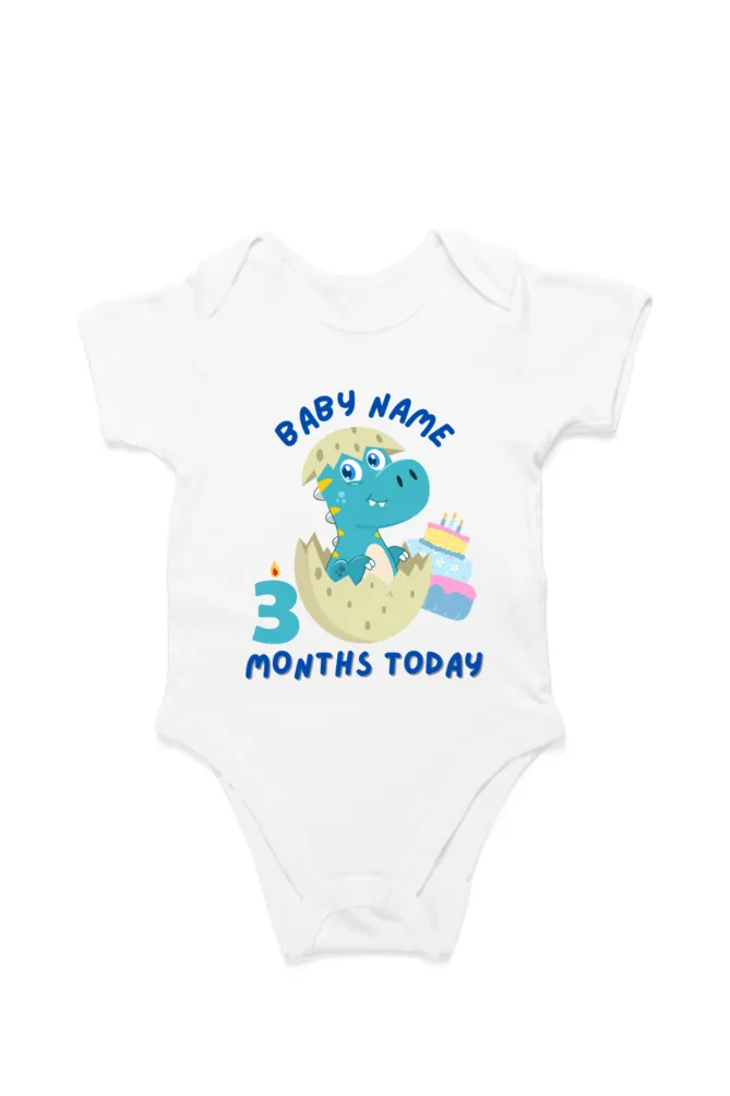 3 Month Celebration : Dino Rompers Printed With Your Baby Name For Their Monthly Milestone