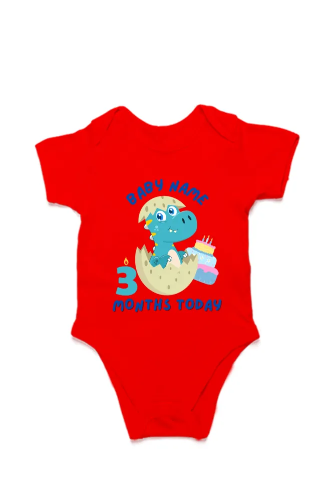 3 Month Celebration : Dino Rompers Printed With Your Baby Name For Their Monthly Milestone