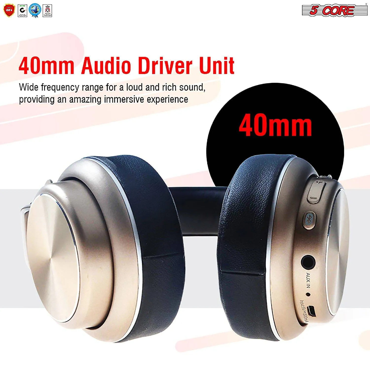 5Core Premium Headphone inbuilt Mic Over Ear Wireless Headset