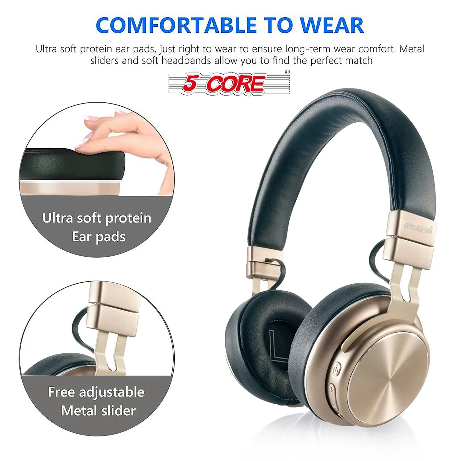 5Core Premium Headphone inbuilt Mic Over Ear Wireless Headset