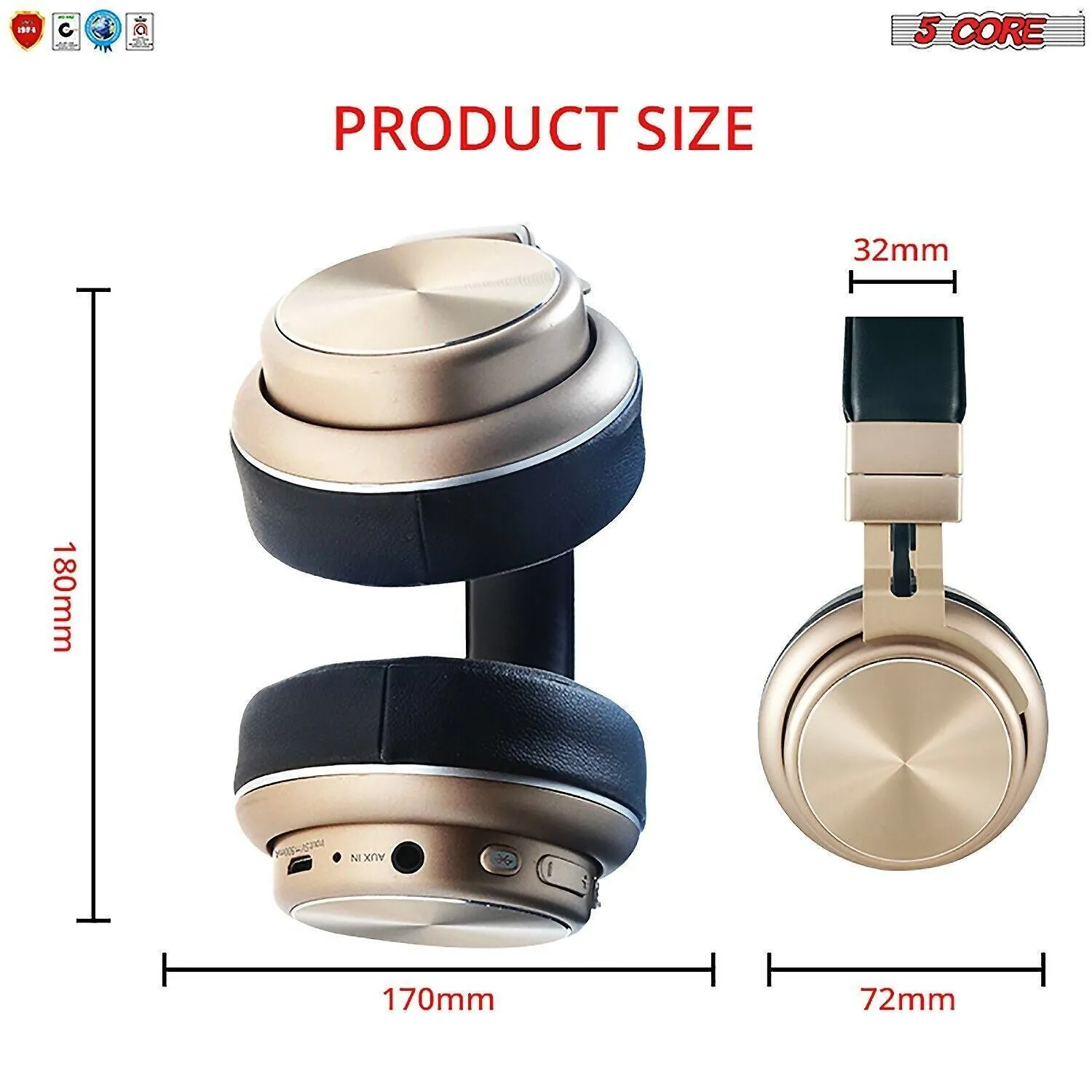 5Core Premium Headphone inbuilt Mic Over Ear Wireless Headset