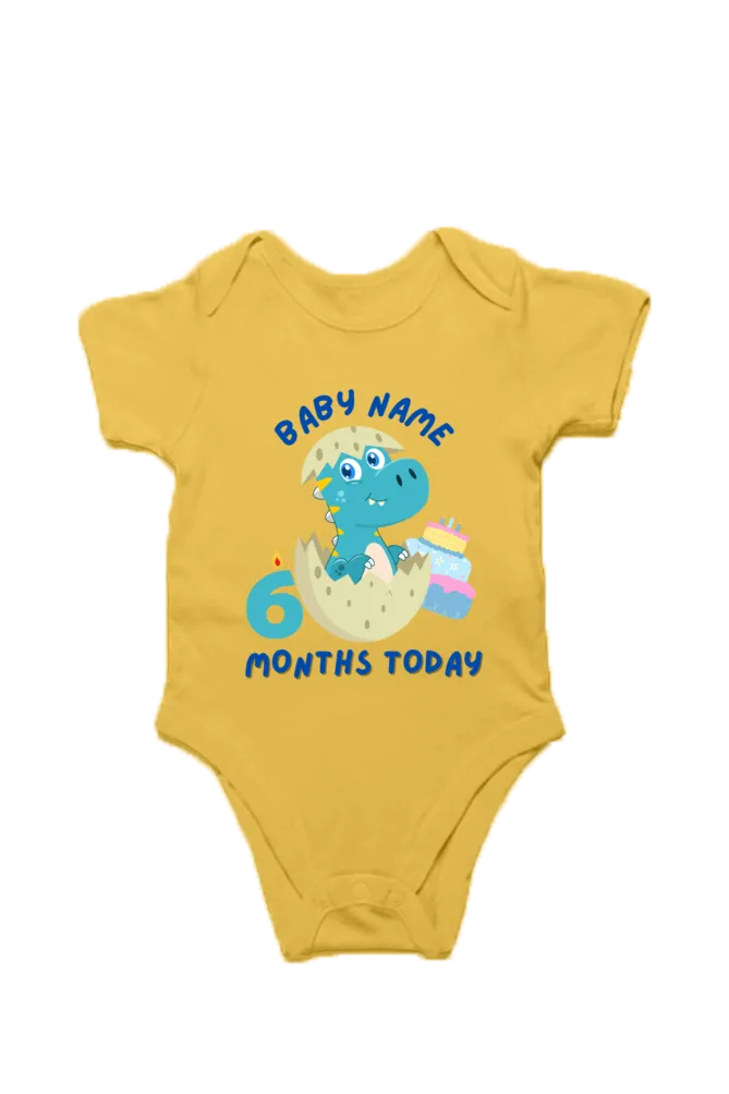 6 Month Celebration : Dino Rompers Printed With Your Baby Name For Their Monthly Milestone