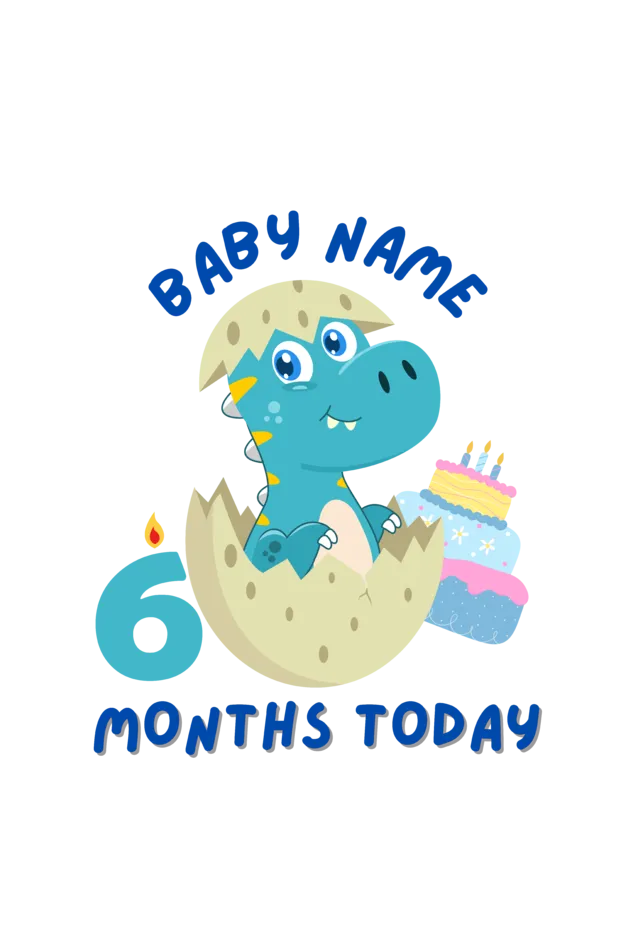 6 Month Celebration : Dino Rompers Printed With Your Baby Name For Their Monthly Milestone