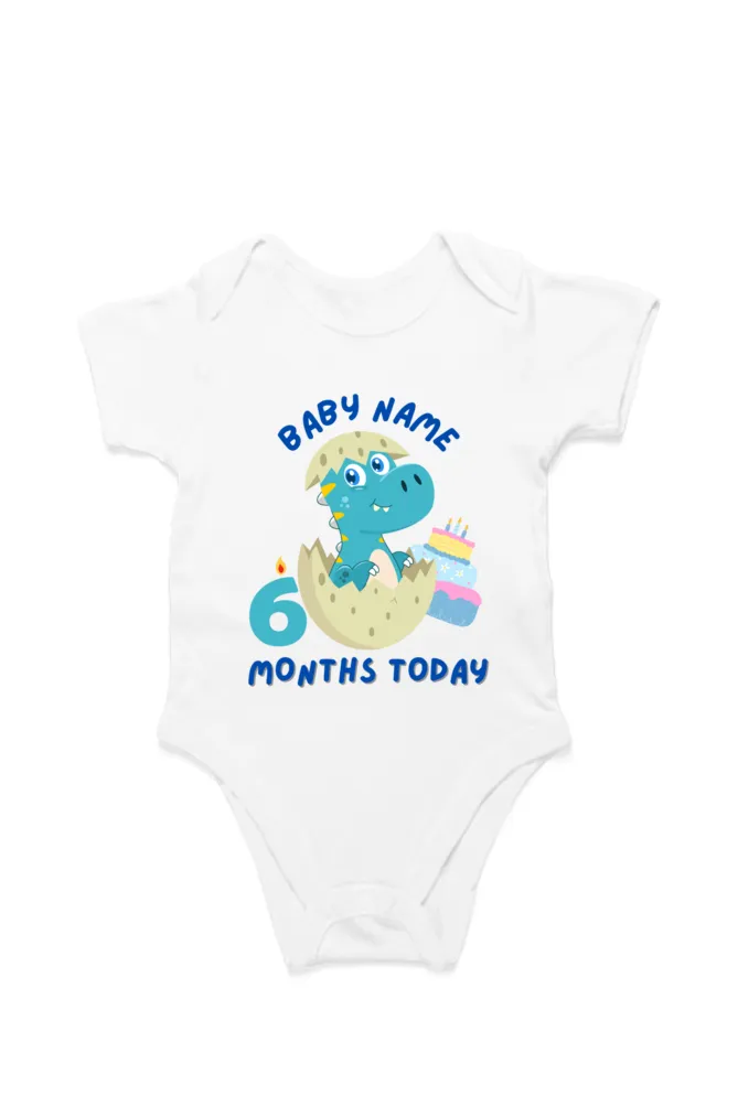 6 Month Celebration : Dino Rompers Printed With Your Baby Name For Their Monthly Milestone