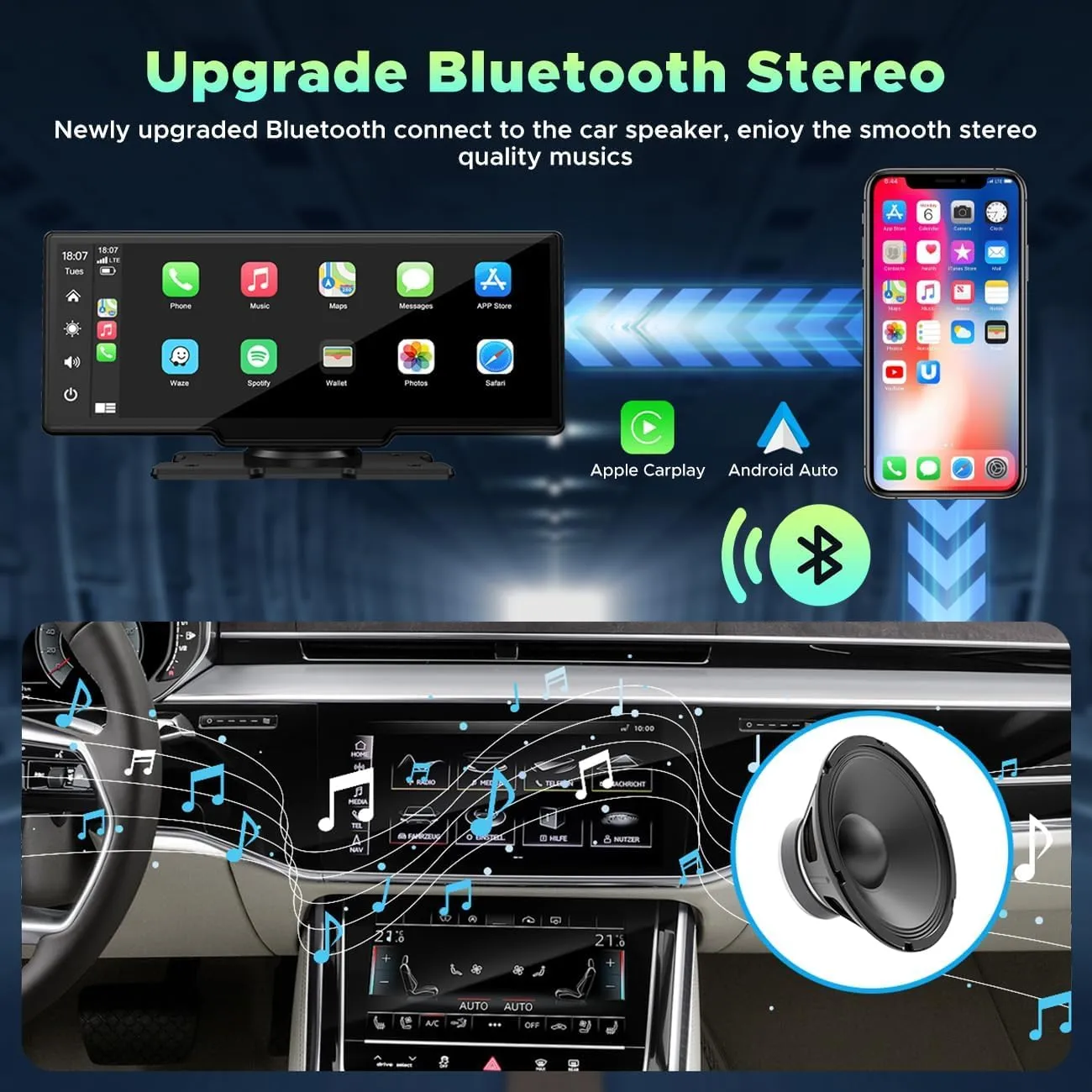 9.26'' Car Stereo Wireless Apple Carplay & Android Auto with 1080P Backup Camera, Airplay and GPS