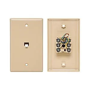 Allen Tel AT216SM-6-EI Flush Mount Smooth Telephone Wall Jack, 6-Conductor, Electric Ivory