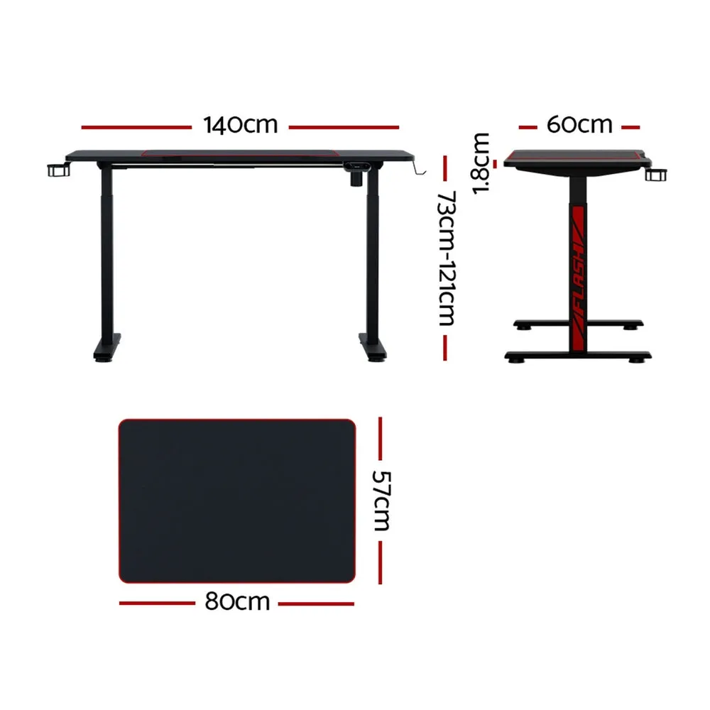 Artiss Gaming Desks Standing Desk Motorised 140cm Black