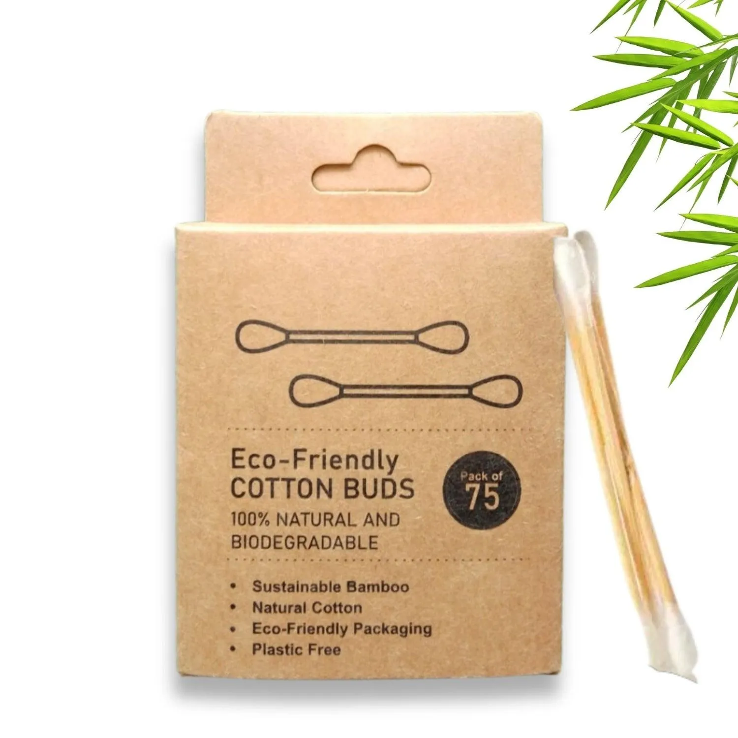 Bamboo Cotton Swabs | 150 Swabs - 75 Sticks | Soft and Gentle Earbuds