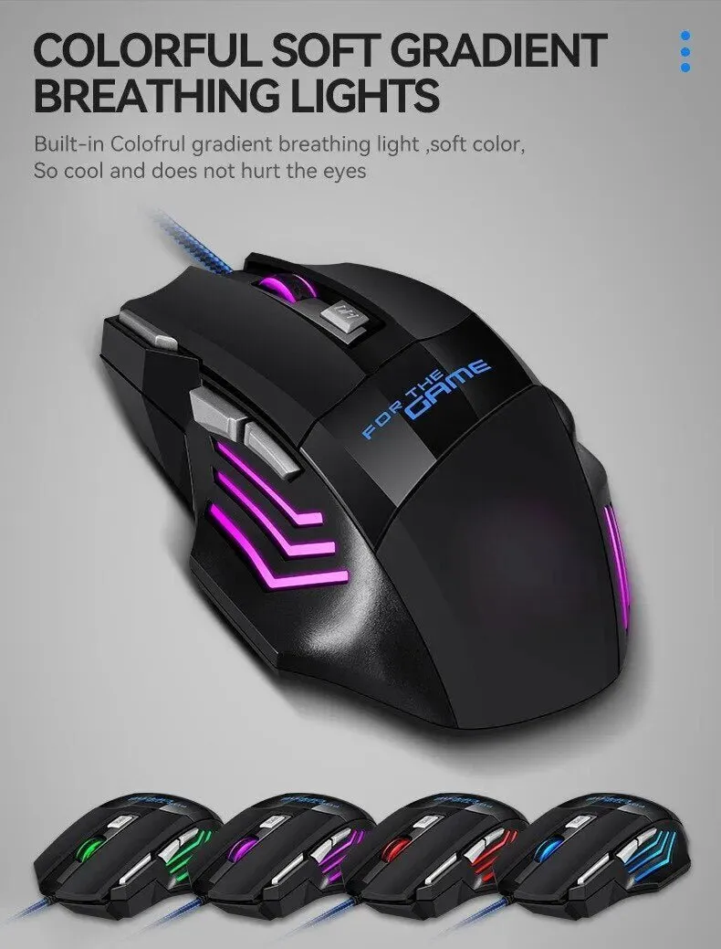 Best Gaming Mouse for Large Hands |  RGB Backlit Ergonomic Mice 7D Wired