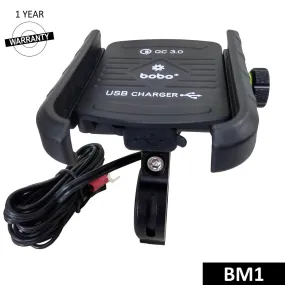 Bobo  BM1 Bike Phone Holder (with fast USB 3.0 charger) Motorcycle Mobile Mount