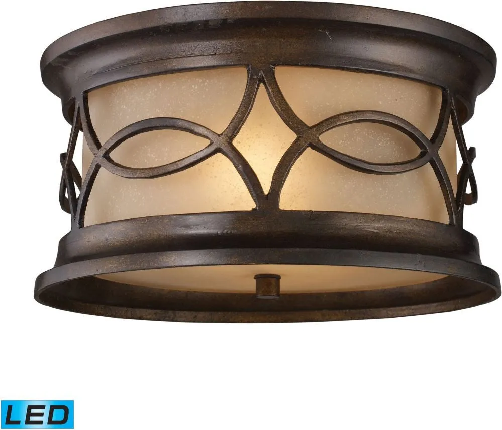 Burlington Junction 2 Light Outdoor Led Flush Mount In Hazelnut Bronze