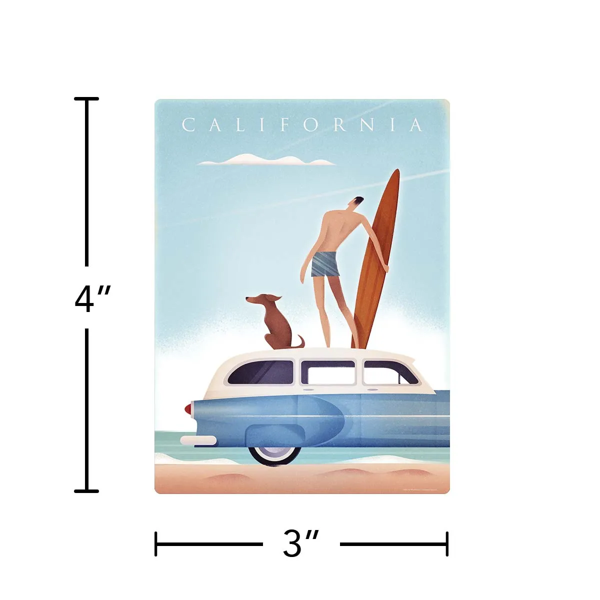 California Surfing Beach Vinyl Sticker