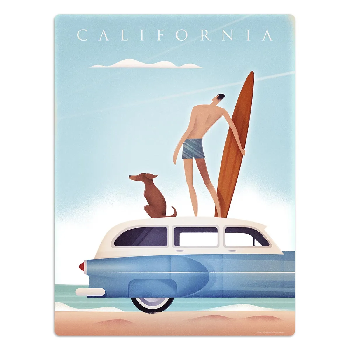 California Surfing Beach Vinyl Sticker