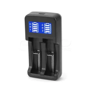 CGPro Double-Slots USB Battery Charger W/ LCD Display for Li-ion/Ni-MH 18650 18350 14500 Batteries