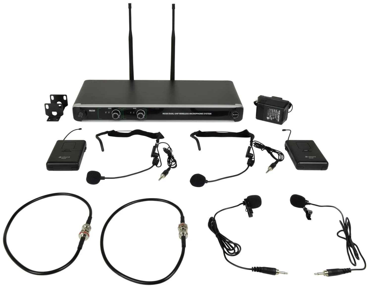 Chord NU20 Dual UHF Beltpack with Neckband   Lavalier Mic