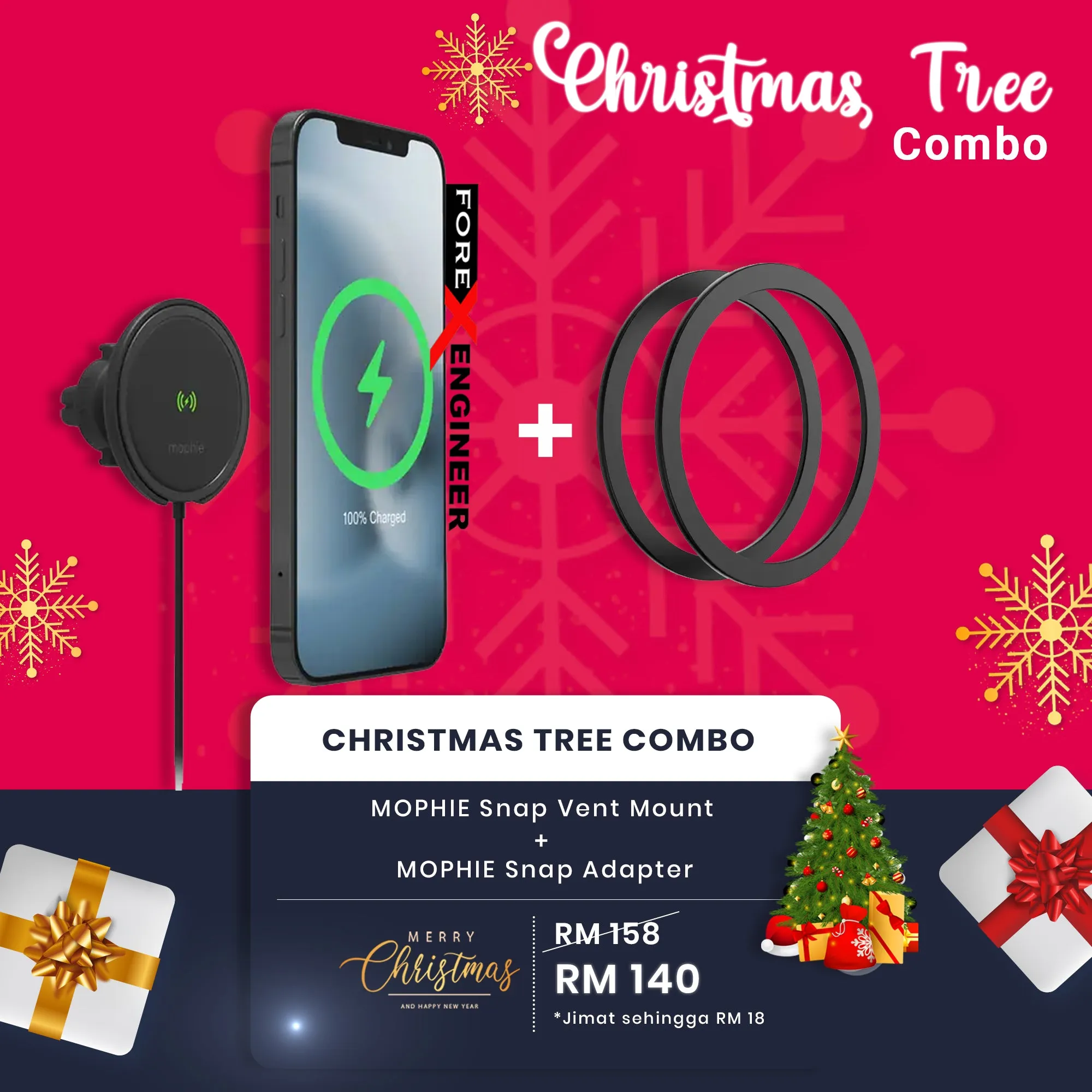 [Christmas Tree COMBO] Mophie Snap Vent Mount   Mophie Snap Adapter (Barcode: 840056140066   840056140684 )