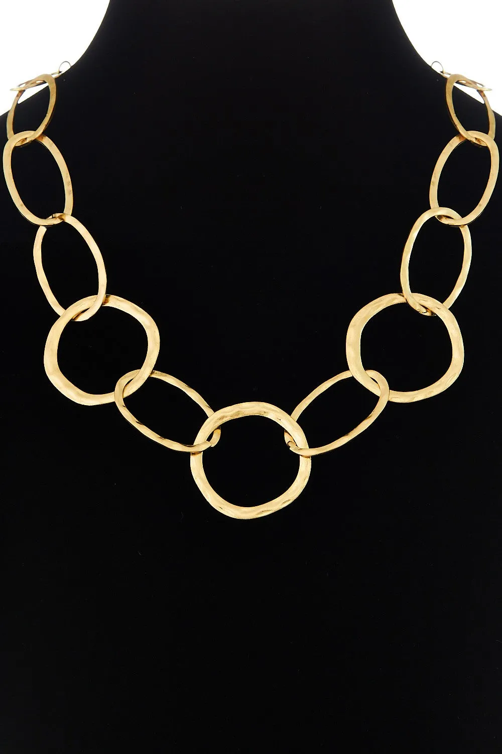 Circle And Oval Hammered Link Necklace