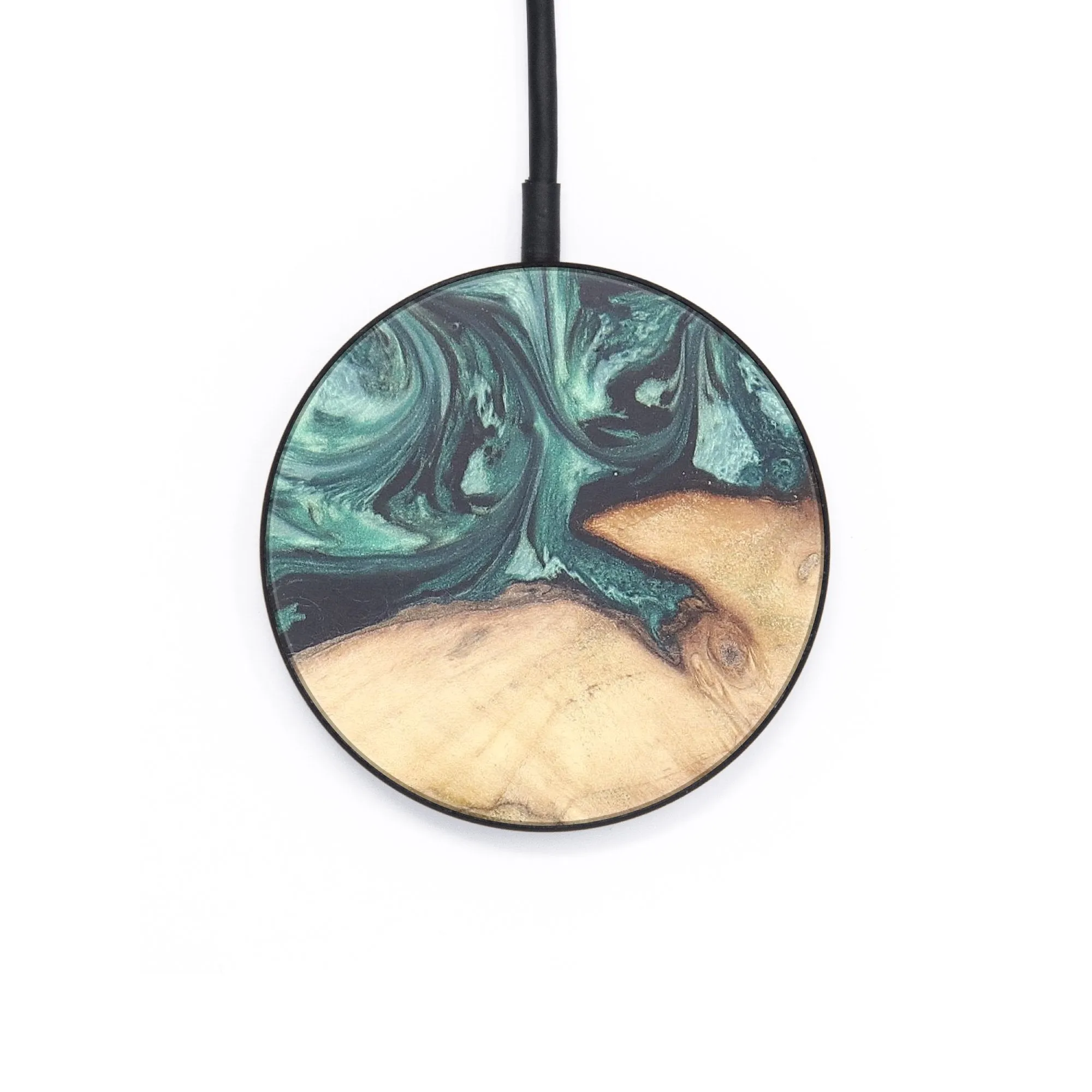 Circle Wood Resin Wireless Charger - Brenna (Green, 678110)