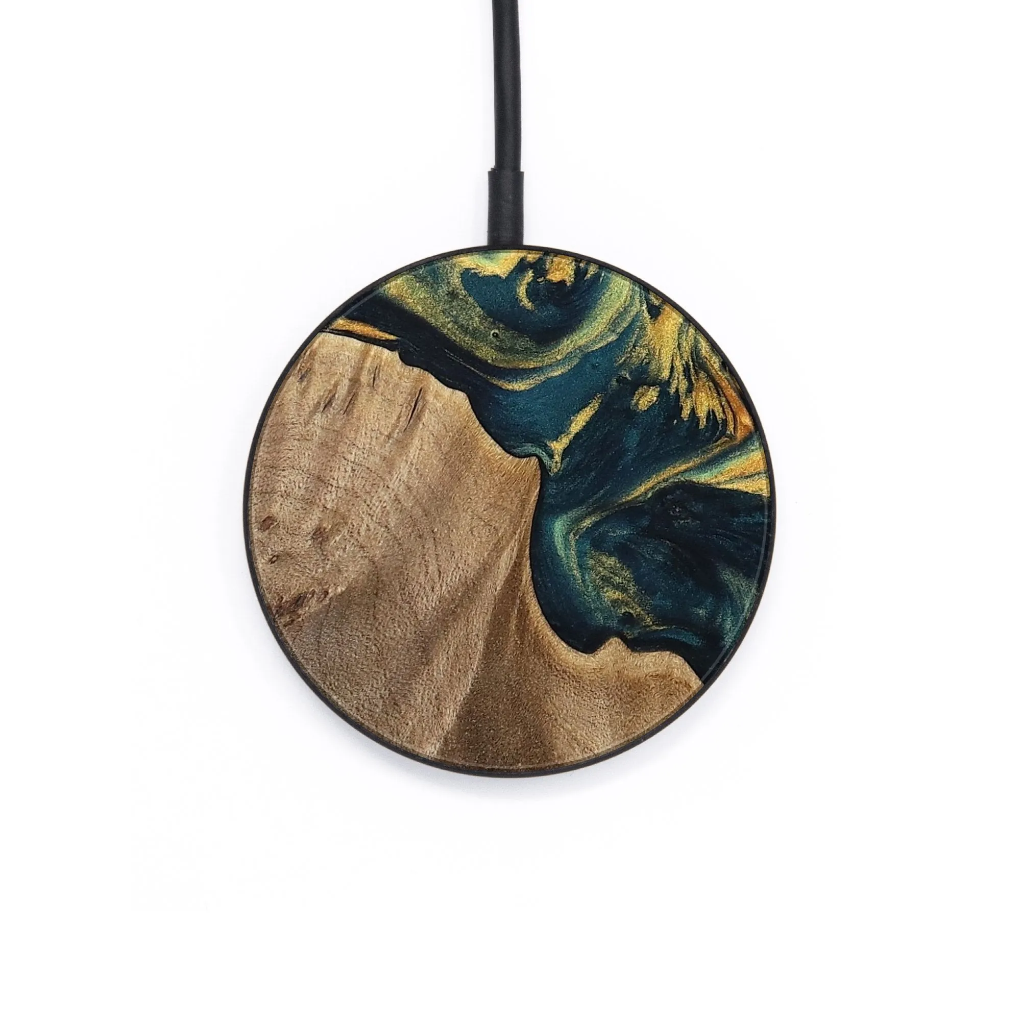 Circle Wood Wireless Charger - Sonya (Teal & Gold, 741484)