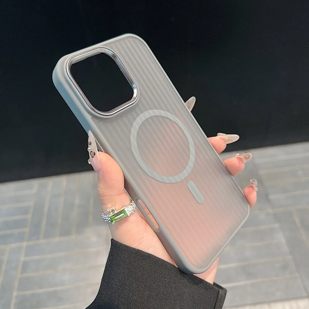 Corrugated Pattern Magnetic Wireless Charge Phone Case - iPhone 14 Pro