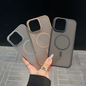 Corrugated Pattern Magnetic Wireless Charge Phone Case - iPhone 15 Plus