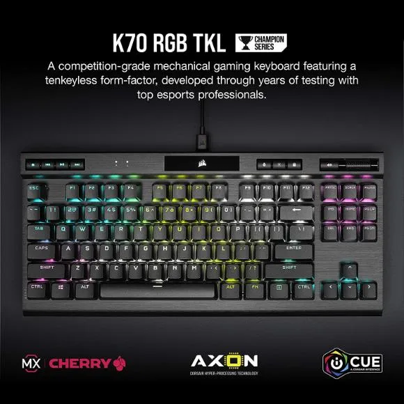 CORSAIR K70 RGB TKL – Champion Series Tenkeyless Mechanical Gaming Keyboard