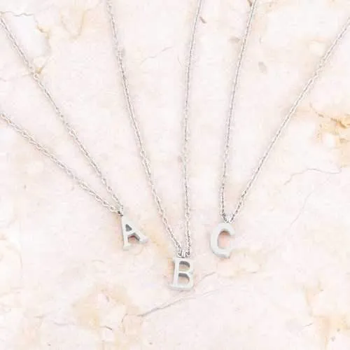 Elaina Rhodium Stainless Steel Q Initial Necklace