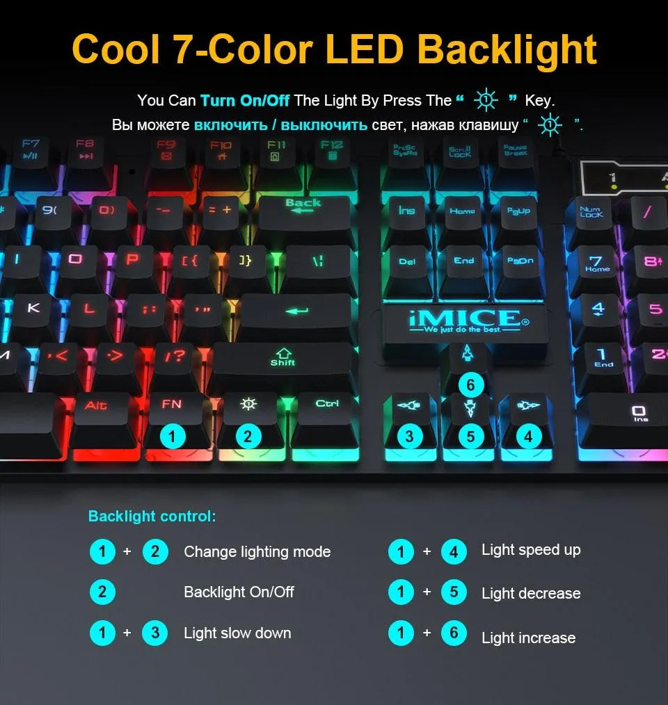 Gaming keyboard and Mouse Wired keyboard with backlight keyboard Russia Gamer kit 5500Dpi Silent Gaming Mouse Set For PC Laptop