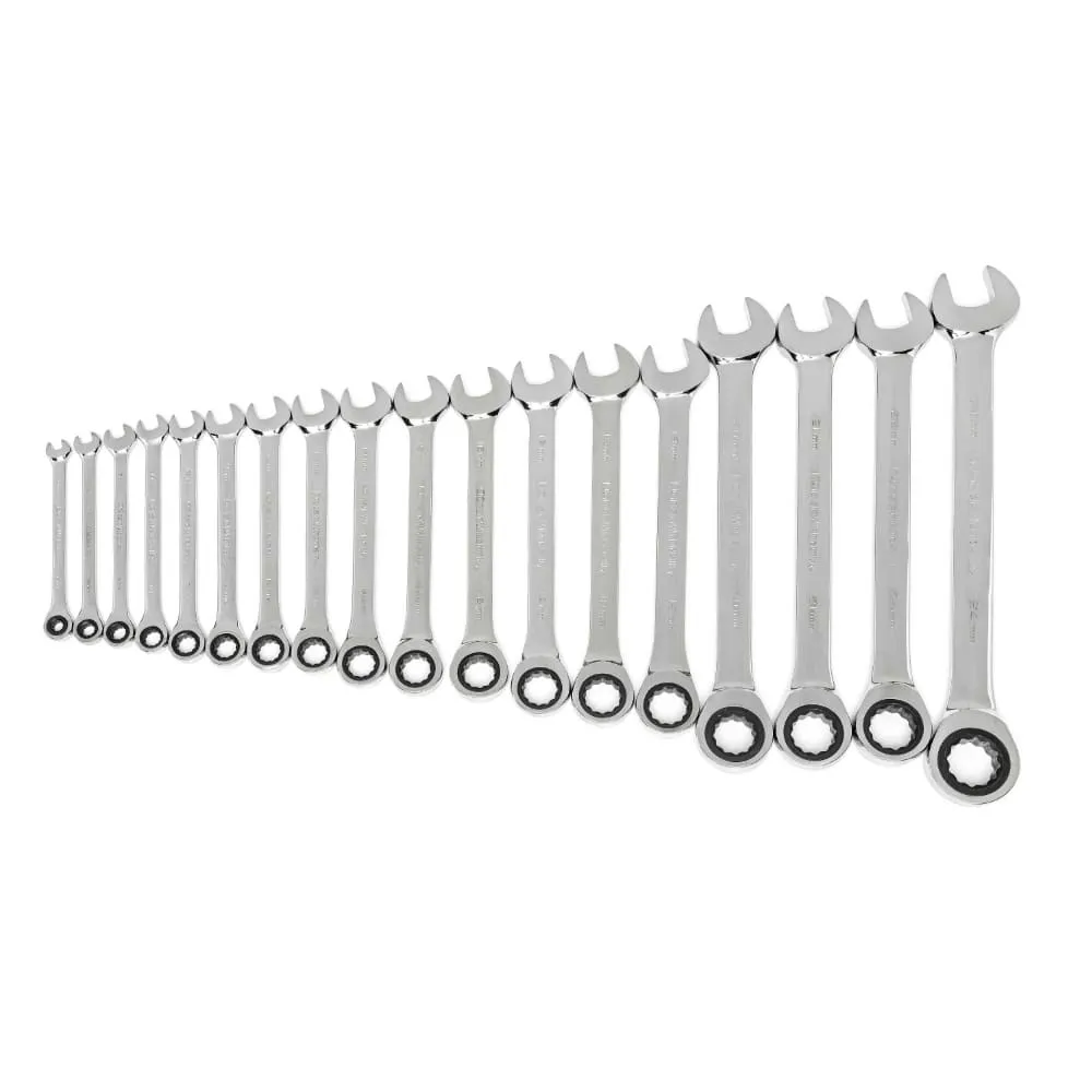 GearWrench 85890-02 18 Pc. 72-Tooth 12 Point Ratcheting Combination Metric Wrench Set