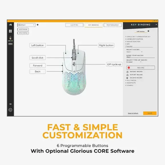 Glorious Model O2 Wired Gaming Mouse - Matte White