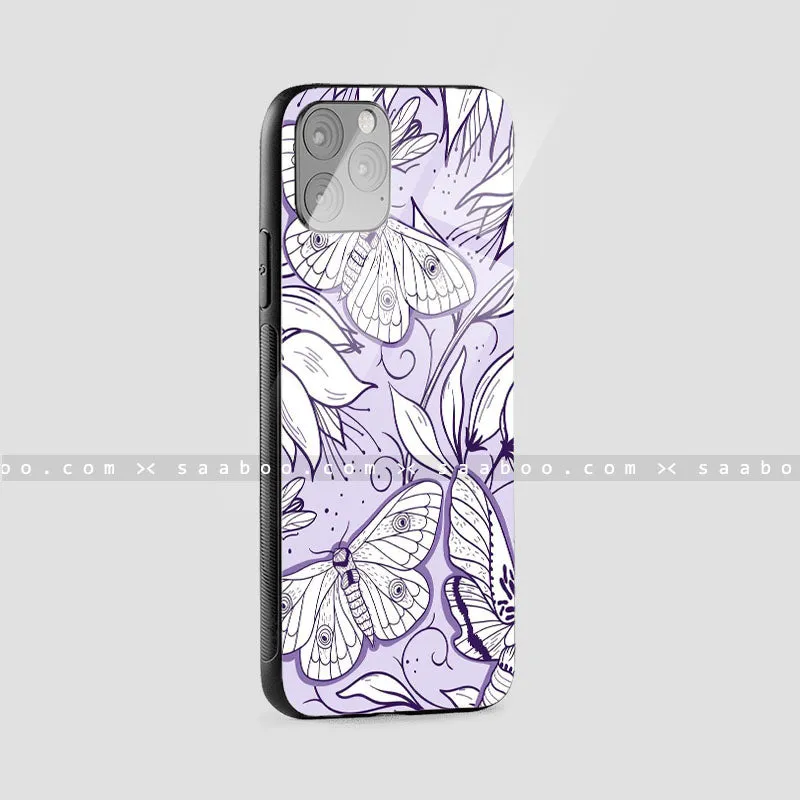 Glossy Protective Case With Lavender Butterfly Floral