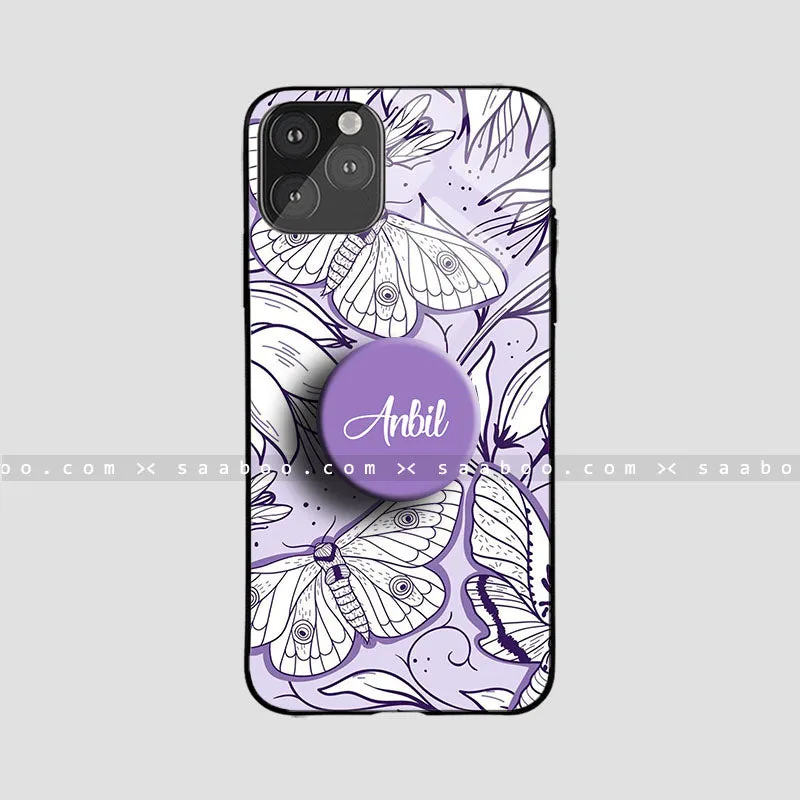 Glossy Protective Case With Lavender Butterfly Floral