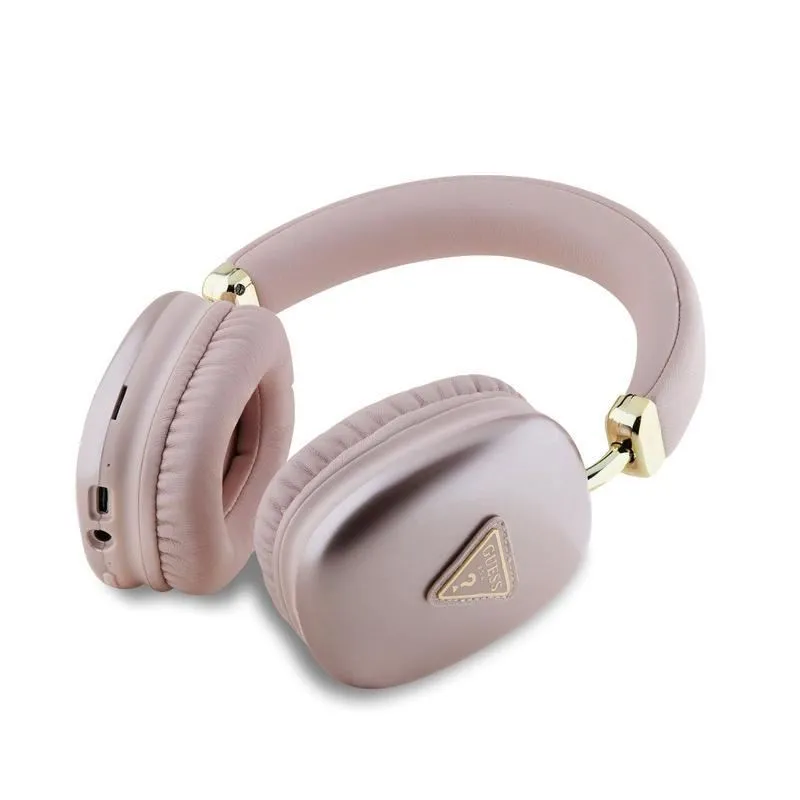 Guess Saffiano PU Leather with Metallic Triangle Logo Wireless Headphones Pink - GUBHK1SATSP