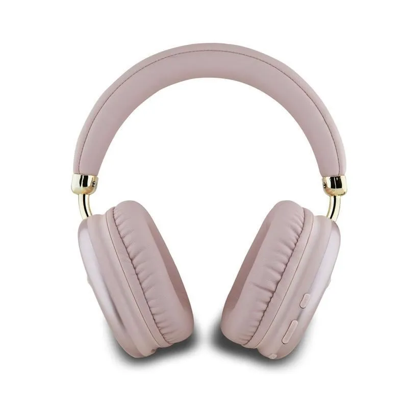 Guess Saffiano PU Leather with Metallic Triangle Logo Wireless Headphones Pink - GUBHK1SATSP