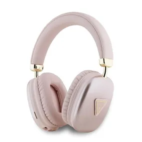 Guess Saffiano PU Leather with Metallic Triangle Logo Wireless Headphones Pink - GUBHK1SATSP