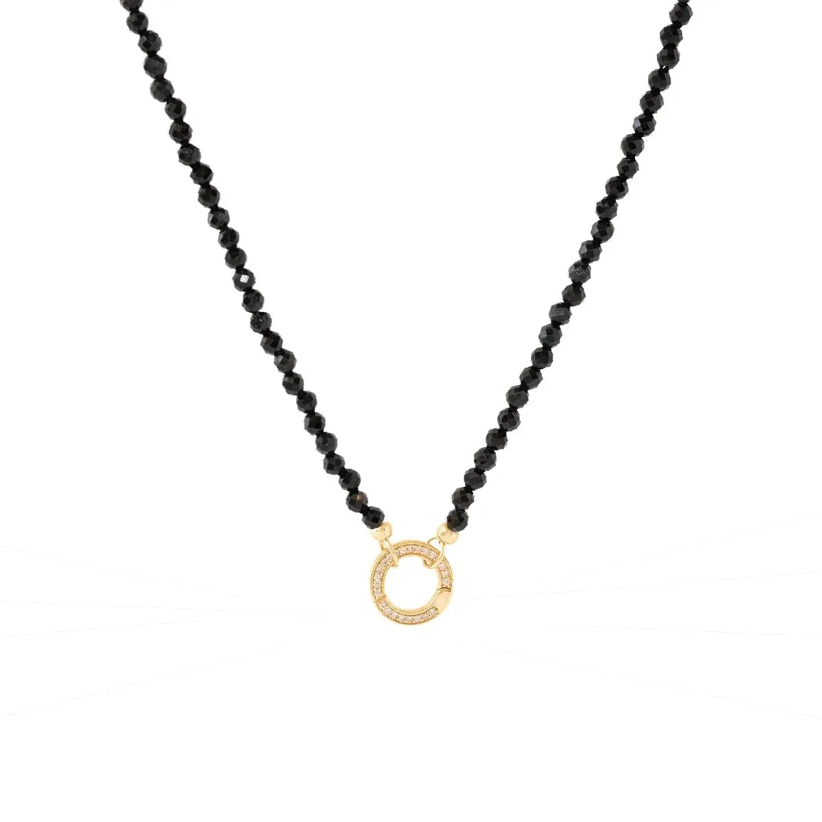 ICONIC BEADED OPEN ENDED NECKLACE - BLACK ONYX & GOLD - CHOOSE CONNECTOR