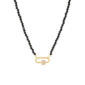 ICONIC BEADED OPEN ENDED NECKLACE - BLACK ONYX & GOLD - CHOOSE CONNECTOR