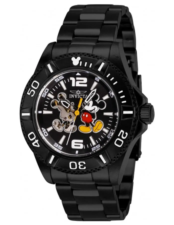 INVICTA Disney Limited Edition Mens - Automatic - Open Heart - All Black -Mickey