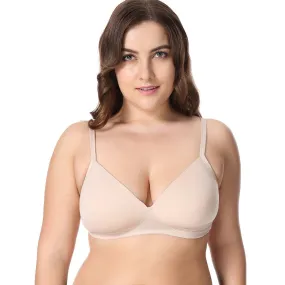 Invisible Lightly Padded Plus Size Wireless Full figure Nude Bra