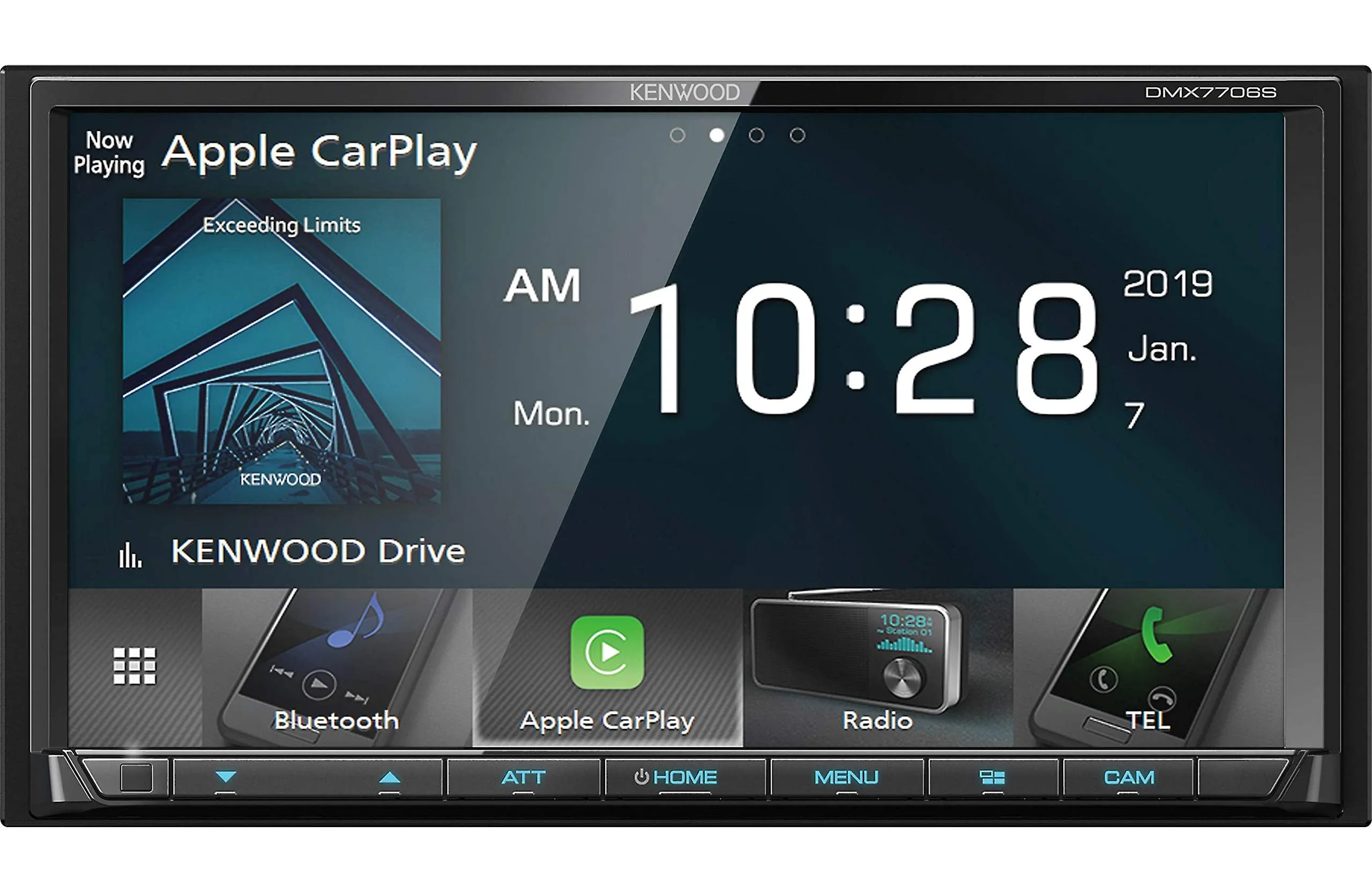 Kenwood 6.95" Wvga Digital Media Receiver, Apple CarPlay & Android Auto   License Plate Backup Camera Included (Black)   Phone Magnet Holder