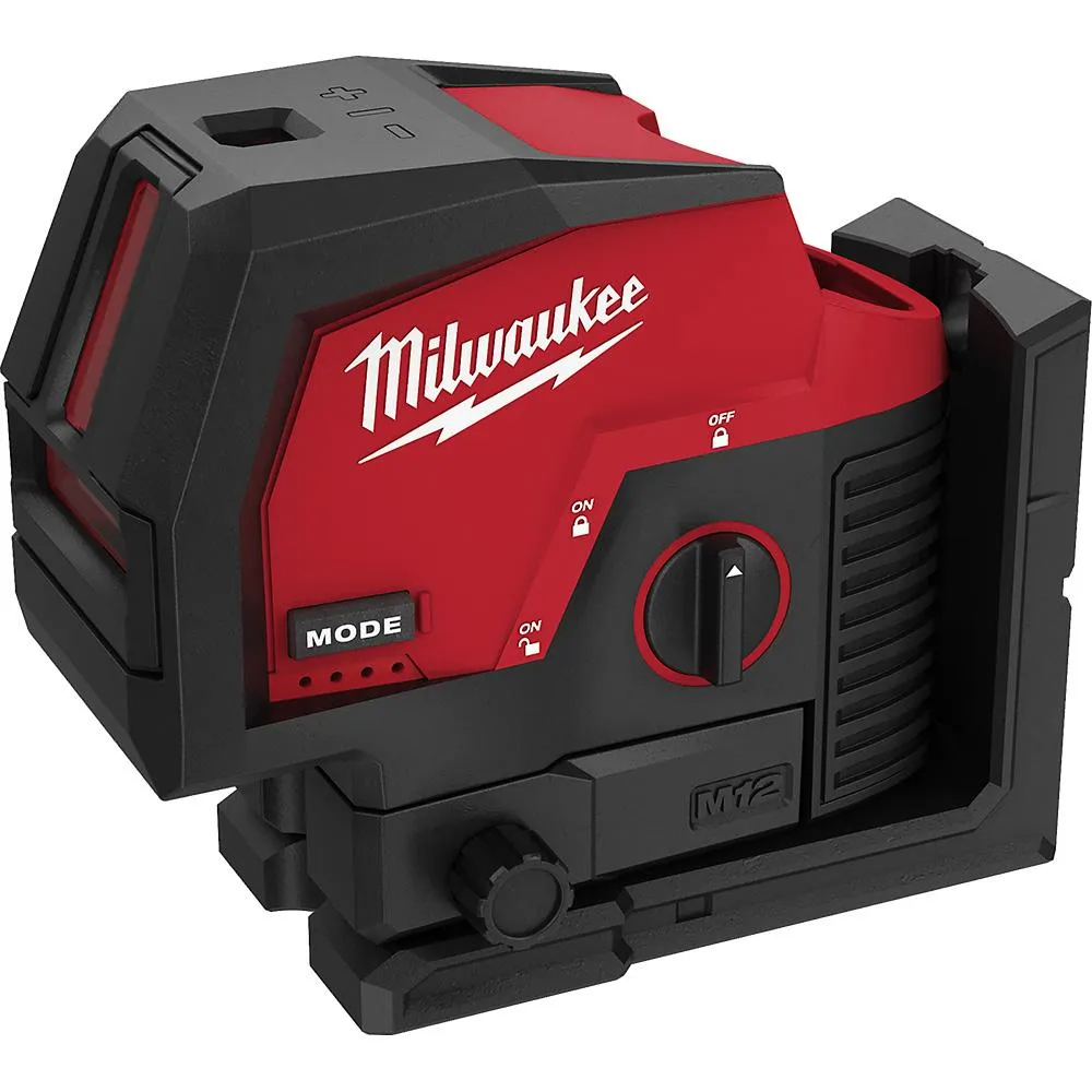 Laser Level - Milwaukee M12 12 Volt Lithium-Ion Cordless Green Cross Line and Plumb Points Laser  - Tool Only, 3622-20