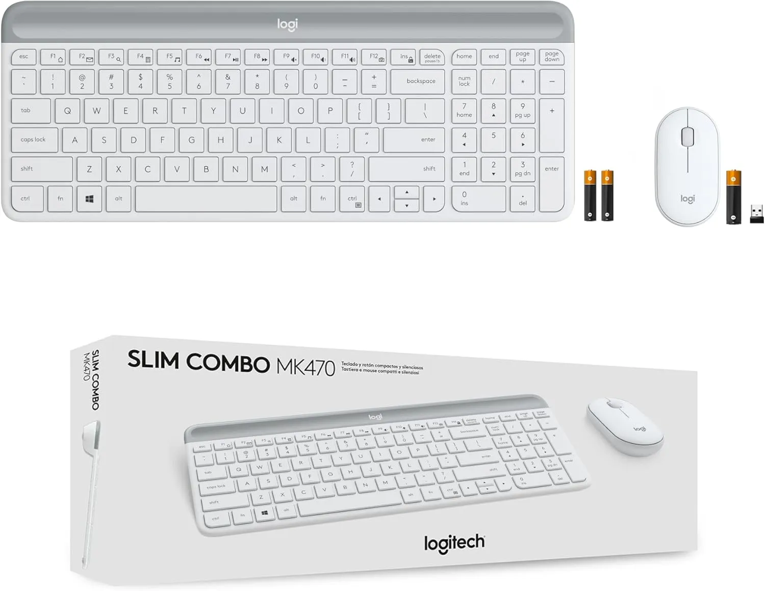 Logitech MK470 Slim Wireless Combo (English Version) - White 白色 920-009183 原裝行貨