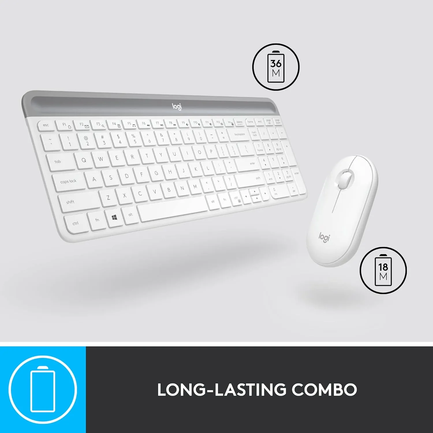 Logitech MK470 Slim Wireless Combo (English Version) - White 白色 920-009183 原裝行貨