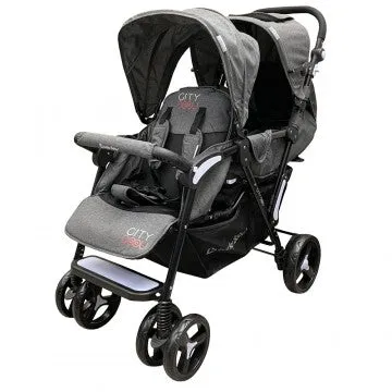 Lucky Baby City Dou™ Plus Twin Stroller - Dark Gray (1yr local warranty) 