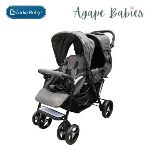 Lucky Baby City Dou™ Plus Twin Stroller - Dark Gray (1yr local warranty) 