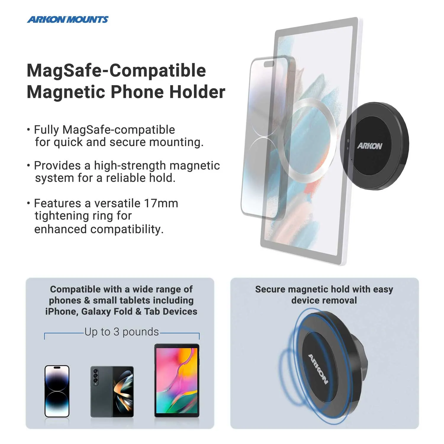 Magnetic Phone Holder with Adhesive Mount - MagSafe Compatible