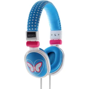 Moki Poppers Headphones - Butterfly Blue DJ Style